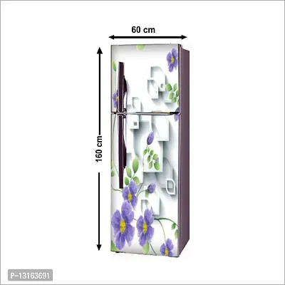 Self Adhesive Fridge Sticker Single/Double Door Full Size (160x60) Cm Fridge Stickers | Refrigerator Wall Stickers for Kitchen Decoration | Sticker for Fridge Door (LeafShapeFlower)-thumb2