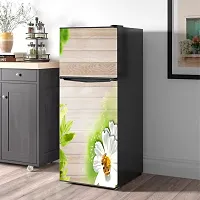 Self Adhesive Fridge Sticker Single/Double Door Full Size (160x60) Cm Fridge Stickers | Refrigerator Wall Stickers for Kitchen Decoration | Sticker for Fridge Door (BeeWhiteFlower)-thumb3