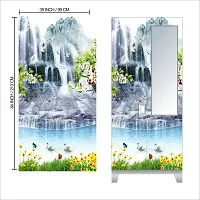 Self Adhesive Almirah Stickers, Wall Stickers, Decorative Sticker Wallpaper for Home Wardrobe Doors (WhiteWaterfallAlmira) PVC Vinyl Size Large (39 x 84 Inch)-thumb2