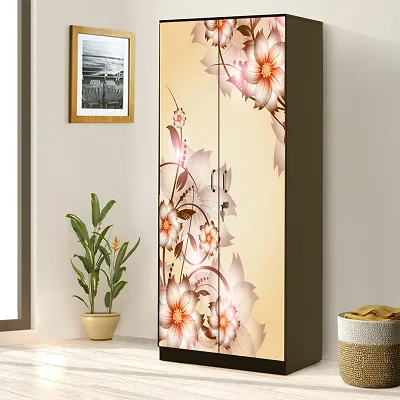 Self Adhesive Almirah Stickers, Wall Stickers, Decorative Sticker Wallpaper for Home Wardrobe Doors (FloralCornerAlmira) PVC Vinyl Size Large (39 x 84 Inch)