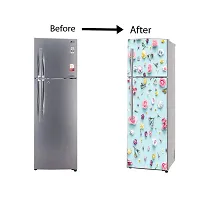 Self Adhesive Fridge Sticker Single/Double Door Full Size (160x60) Cm Fridge Stickers | Refrigerator Wall Stickers for Kitchen Decoration | Sticker for Fridge Door (MultiFlower)-thumb4