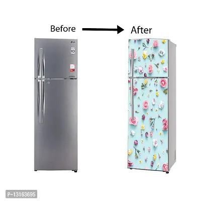 Self Adhesive Fridge Sticker Single/Double Door Full Size (160x60) Cm Fridge Stickers | Refrigerator Wall Stickers for Kitchen Decoration | Sticker for Fridge Door (MultiFlower)-thumb5