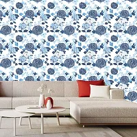 DeCorner - Self Adhesive Wallpaper for Walls (BlueFlowerLeaf) Extra Large Size (300x40) Cm Wall Stickers for Bedroom | Wall Stickers for Living Room | Wall Stickers for Kitchen | Pack of-1-thumb2