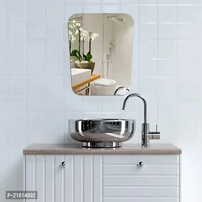 DeCorner -Self Adhesive Plastic Basin Mirror for Wall Stickers (30x20) cm Frameless Flexible Mirror for Bathroom | Bedroom | Living Room ( WZ | GlassMirror) Mirror Wall Decor