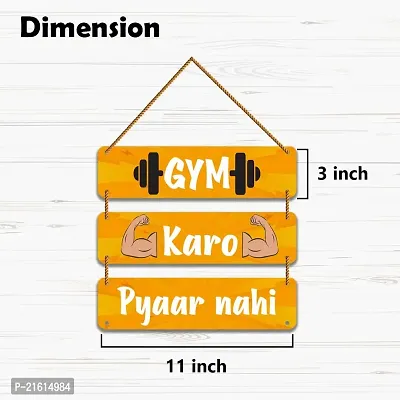 DeCorner Decorative Wooden Printed all Hanger | Wall Hanging Decor | Wall Decor | Wall Decorative Showpiece (30x30) Cm Wall Decor Hanging| Funky Slogan (Gym Karo Pyaar Nahi).-thumb2