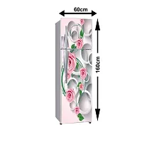 Self Adhesive Fridge Sticker Single/Double Door Full Size (160x60) Cm Fridge Stickers | Refrigerator Wall Stickers for Kitchen Decoration | Sticker for Fridge Door (CreepyRose)-thumb1