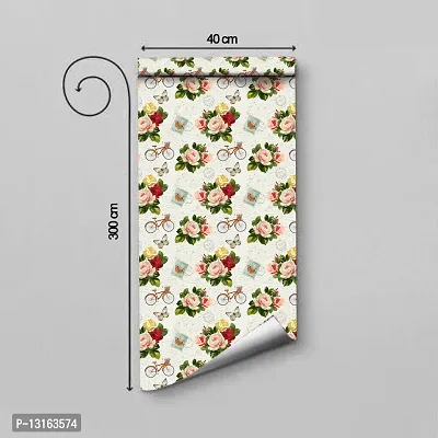 Self Adhesive Wallpapers (VintageCycleRose) Wall Stickers Extra Large (300x40cm) for Bedroom | Livingroom | Kitchen | Hall Etc-thumb2