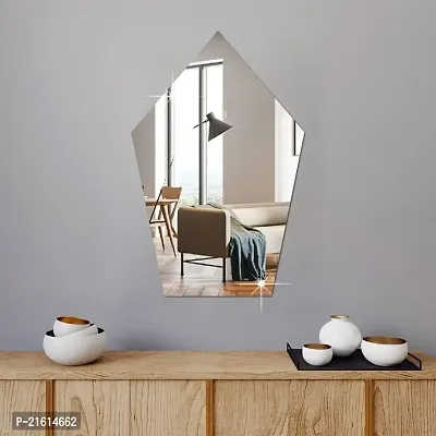 DeCorner -Self Adhesive Plastic Basin Mirror for Wall Stickers (30x20) cm Frameless Flexible Mirror for Bathroom | Bedroom | Living Room ( WL | Pentagon Mirror) Mirror Wall Decor-thumb0