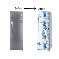 Self Adhesive Fridge Sticker Single/Double Door Full Size (160x60) Cm Fridge Stickers | Refrigerator Wall Stickers for Kitchen Decoration | Sticker for Fridge Door (WhitefoolButterfly)-thumb4