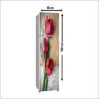 Self Adhesive Fridge Sticker Single/Double Door Full Size (160x60) Cm Fridge Stickers | Refrigerator Wall Stickers for Kitchen Decoration | Sticker for Fridge Door (RedTulip)-thumb1