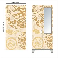 Self Adhesive Almirah Stickers, Wall Stickers, Decorative Sticker Wallpaper for Home Wardrobe Doors (GoldenDragonAlmira) PVC Vinyl Size Large (39 x 84 Inch)-thumb1