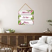 DeCorner Decorative Wooden Printed all Hanger | Wall Decor for Living Room | Wall Hangings for Home Decoration | Bedroom Wall Decor | Wooden Wall Hangings Home.(Welcome to our Place)-thumb2