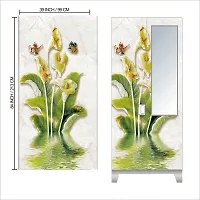 Self Adhesive Almirah Stickers, Wall Stickers, Decorative Sticker Wallpaper for Home Wardrobe Doors (GreenPlantWaterAlmira) PVC Vinyl Size Large (39 x 84 Inch)-thumb1