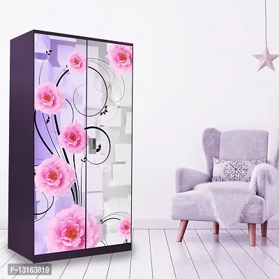 Self Adhesive Almirah Stickers, Wall Stickers, Decorative Sticker Wallpaper for Home Wardrobe Doors (GulabiFoolBoxAlmira) PVC Vinyl Size Large (39 x 84 Inch)-thumb3