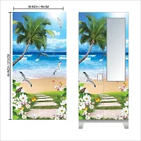 Self Adhesive Almirah Stickers, Wall Stickers, Decorative Sticker Wallpaper for Home Wardrobe Doors (BeachAlmira) PVC Vinyl Size Large (39 x 84 Inch)-thumb1