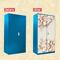 Self Adhesive Almirah Stickers, Wall Stickers, Decorative Sticker Wallpaper for Home Wardrobe Doors (LeafGoldenFlowerAlmira) PVC Vinyl Size Large (39 x 84 Inch)-thumb3