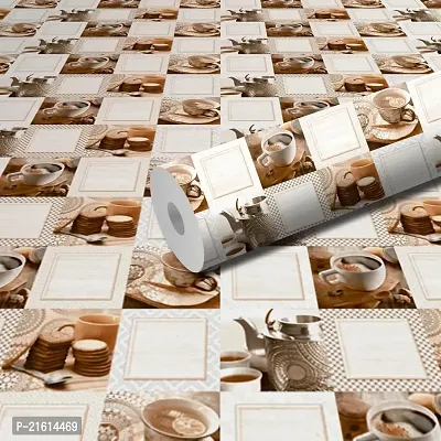 DeCorner -3DWallpapers for Kitchen Waterproof Extra Large (40x200) Cm Kitchen Wallpapers oilproof |Kitchen Wallpapers for Walls |Self Adhesive Wallpaper Vinyl Stickers for Kitchen.(Brown Kitchen TIle)