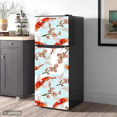 Self Adhesive Fridge Sticker Single/Double Door Full Size (160x60) Cm Fridge Stickers | Refrigerator Wall Stickers for Kitchen Decoration | Sticker for Fridge Door (CatFish)-thumb3