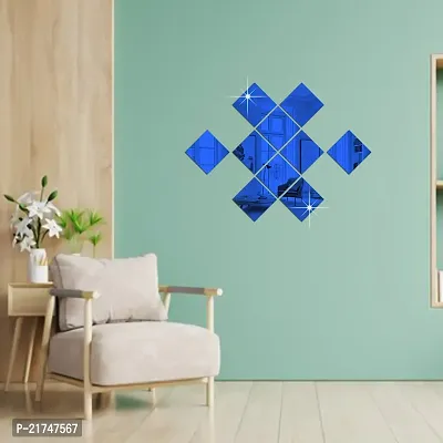 10 Big Square Blue Mirror for Wall Stickers Large Size (15x15) Cm Acrylic Mirror Wall Decor Sticker for Bathroom Mirror |Bedroom | Living Room Decoration Items