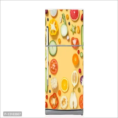 Self Adhesive Fridge Sticker Single/Double Door Full Size (160x60) Cm Fridge Stickers | Refrigerator Wall Stickers for Kitchen Decoration | Sticker for Fridge Door (CutFruit)-thumb3