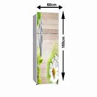 Self Adhesive Fridge Sticker Single/Double Door Full Size (160x60) Cm Fridge Stickers | Refrigerator Wall Stickers for Kitchen Decoration | Sticker for Fridge Door (BeeWhiteFlower)-thumb1