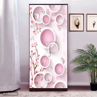 Self Adhesive Almirah Stickers, Wall Stickers, Decorative Sticker Wallpaper for Home Wardrobe Doors (RoundNRoundAlmira) PVC Vinyl Size Large (39 x 84 Inch)-thumb0