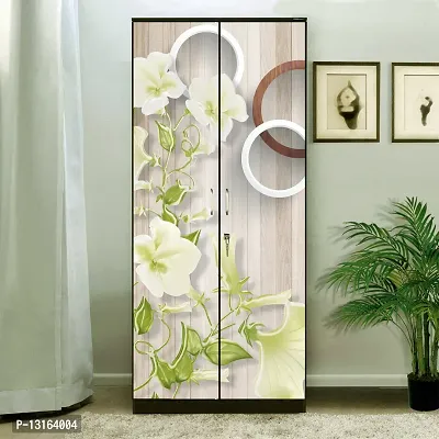 Self Adhesive Almirah Stickers, Wall Stickers, Decorative Sticker Wallpaper for Home Wardrobe Doors (WhiteLillyAlmira) PVC Vinyl Size Large (39 x 84 Inch)