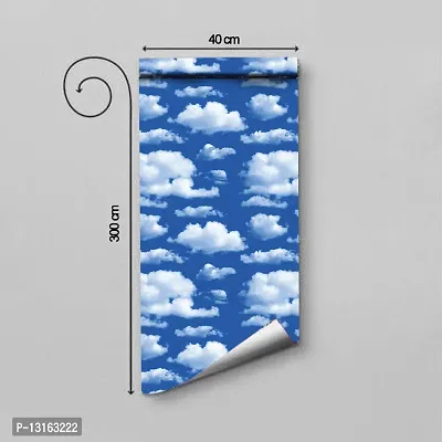 Self Adhesive Wallpapers (BlueSkyCloud) Wall Stickers Extra Large (300x40cm) for Bedroom | Livingroom | Kitchen | Hall Etc-thumb2