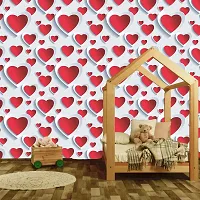 Self Adhesive Wallpapers (RedAndWhiteHeart) Wall Stickers Extra Large (300x40cm) for Bedroom | Livingroom | Kitchen | Hall Etc-thumb2