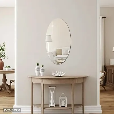 DeCorner -Self Adhesive Plastic Oval Mirror for Wall Stickers (30x20) cm Frameless Flexible Mirror for Bathroom | Bedroom | Living Room (Oval Mirror) Mirror Wall Decor-thumb4