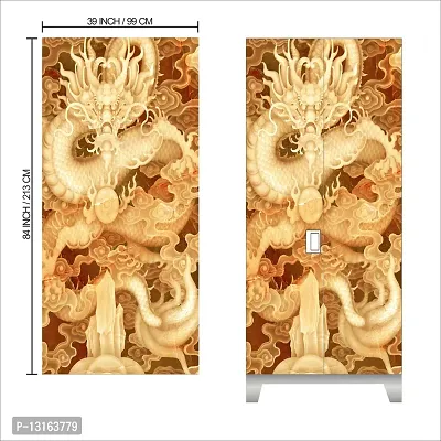 Self Adhesive Almirah Stickers, Wall Stickers, Decorative Sticker Wallpaper for Home Wardrobe Doors (DragonzaAlmira) PVC Vinyl Size Large (39 x 84 Inch)-thumb2