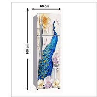 Self Adhesive Fridge Sticker Single/Double Door Full Size (160x60) Cm Fridge Stickers | Refrigerator Wall Stickers for Kitchen Decoration | Sticker for Fridge Door (BluePeacock)-thumb1