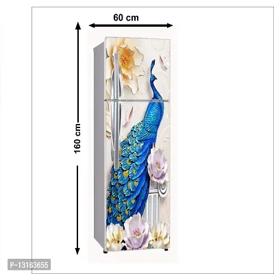 Self Adhesive Fridge Sticker Single/Double Door Full Size (160x60) Cm Fridge Stickers | Refrigerator Wall Stickers for Kitchen Decoration | Sticker for Fridge Door (BluePeacock)-thumb2