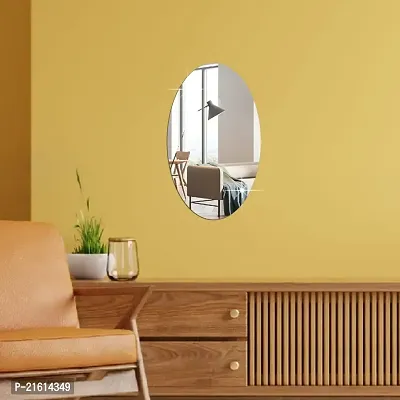 DeCorner -Self Adhesive Plastic Oval Mirror for Wall Stickers (30x20) cm Frameless Flexible Mirror for Bathroom | Bedroom | Living Room (K-Oval Mirror) Mirror Wall Decor-thumb0