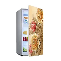 Self Adhesive Fridge Sticker Single/Double Door Full Size (160x60) Cm Fridge Stickers | Refrigerator Wall Stickers for Kitchen Decoration | Sticker for Fridge Door (ThreeFlower)-thumb3