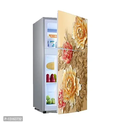 Self Adhesive Fridge Sticker Single/Double Door Full Size (160x60) Cm Fridge Stickers | Refrigerator Wall Stickers for Kitchen Decoration | Sticker for Fridge Door (ThreeFlower)-thumb4