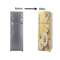 Self Adhesive Fridge Sticker Single/Double Door Full Size (160x60) Cm Fridge Stickers | Refrigerator Wall Stickers for Kitchen Decoration | Sticker for Fridge Door (WhitePankhuri)-thumb4