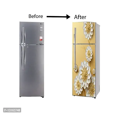 Self Adhesive Fridge Sticker Single/Double Door Full Size (160x60) Cm Fridge Stickers | Refrigerator Wall Stickers for Kitchen Decoration | Sticker for Fridge Door (WhitePankhuri)-thumb5