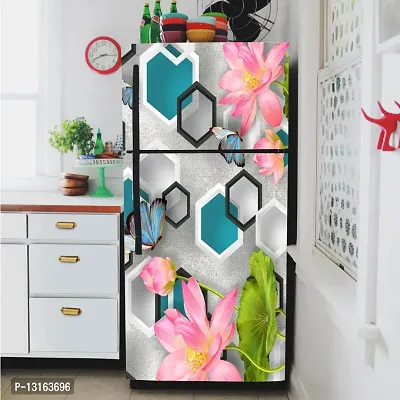 Self Adhesive Fridge Sticker Single/Double Door Full Size (160x60) Cm Fridge Stickers | Refrigerator Wall Stickers for Kitchen Decoration | Sticker for Fridge Door (MultiHexagon)