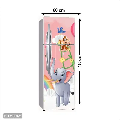 Self Adhesive Fridge Sticker Single/Double Door Full Size (160x60) Cm Fridge Stickers | Refrigerator Wall Stickers for Kitchen Decoration | Sticker for Fridge Door (ElephantRainbow)-thumb2