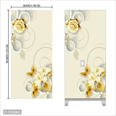 Self Adhesive Almirah Stickers, Wall Stickers, Decorative Sticker Wallpaper for Home Wardrobe Doors (RoseGoldAlmira) PVC Vinyl Size Large (39 x 84 Inch)-thumb2