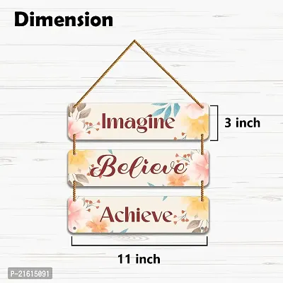 DeCorner Decorative Wooden Printed all Hanger | Wall Decor for Living Room | Wall Hangings for Home Decoration | Bedroom Wall Decor | Wooden Wall Hangings Home.(Imagine Believe Achieve)-thumb2