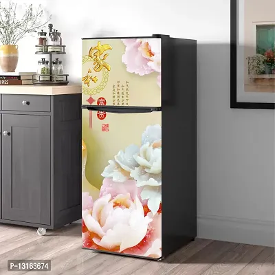 Self Adhesive Fridge Sticker Single/Double Door Full Size (160x60) Cm Fridge Stickers | Refrigerator Wall Stickers for Kitchen Decoration | Sticker for Fridge Door (FlowerIce)-thumb4