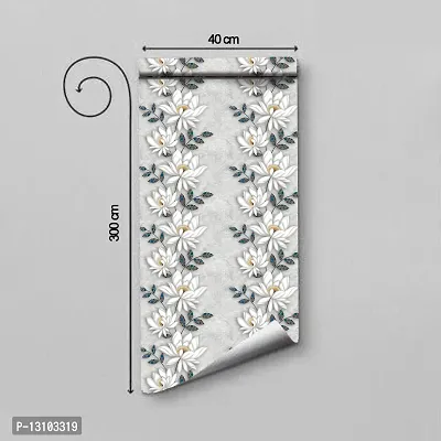 WALLWEAR - Self Adhesive Wallpaper For Walls And Wall Sticker For Home D&eacute;cor (SilverLotusFlower) Extra Large Size (300x40cm) 3D Wall Papers For Bedroom, Livingroom, Kitchen, Hall, Office Etc Decorations-thumb2