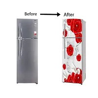 Self Adhesive Fridge Sticker Single/Double Door Full Size (160x60) Cm Fridge Stickers | Refrigerator Wall Stickers for Kitchen Decoration | Sticker for Fridge Door (DiamondRedRose)-thumb4