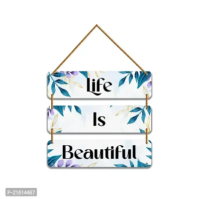 DeCorner Decorative Wooden Printed all Hanger | Wall Decor for Living Room | Wall Hangings for Home Decoration | Bedroom Wall Decor | Wooden Wall Hangings Home.(Life Is Beautiful)