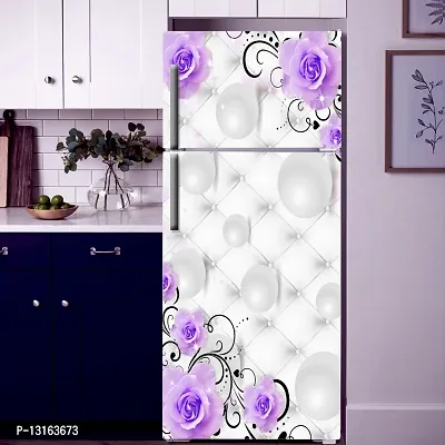 Self Adhesive Fridge Sticker Single/Double Door Full Size (160x60) Cm Fridge Stickers | Refrigerator Wall Stickers for Kitchen Decoration | Sticker for Fridge Door (FlowerBalls)