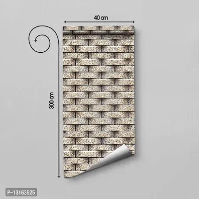 Self Adhesive Wallpapers (SmallStoneBrick) Wall Stickers Extra Large (300x40cm) for Bedroom | Livingroom | Kitchen | Hall Etc-thumb2