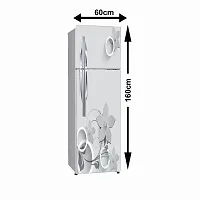 Self Adhesive Fridge Sticker Single/Double Door Full Size (160x60) Cm Fridge Stickers | Refrigerator Wall Stickers for Kitchen Decoration | Sticker for Fridge Door (SlateyFlower)-thumb1