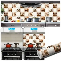 DeCorner-Wallpaper for Kitchen Waterproof | Wallpaper for Kitchen Oil Proof |Kitchen Wallpaper Size (40x200) Cm Decorations Kitchen Self Wallpaper Wall Stickers for Kitchen Wall |Brown Kitchen Tile-thumb3